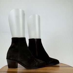 New Womens La Canadienne Peter Brown Suede Heeled Ankle Booties Size 6.5 M NWOB